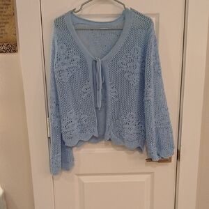 Light Blue Women's Knit Cardigan